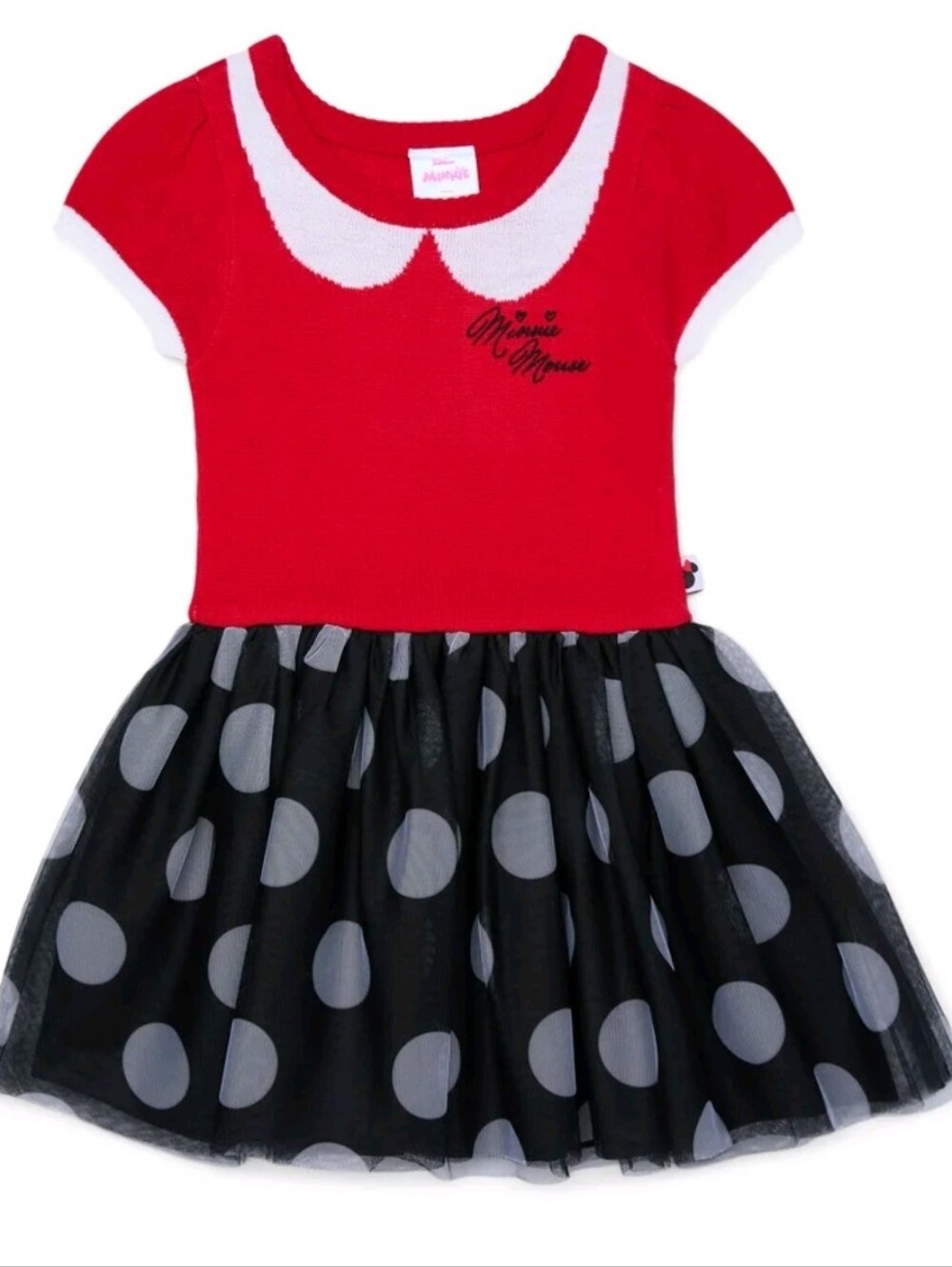Disney Minnie Mouse Red and Black Polka Dot Dress, Size 3T